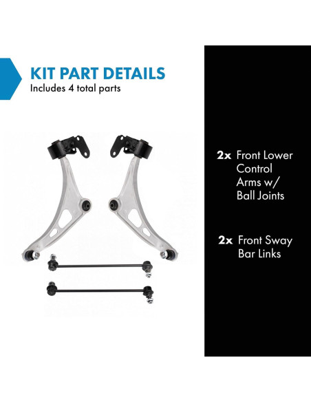 Kit de Suspensión Delantera TRQ PSA28659 con Balero y Enlace