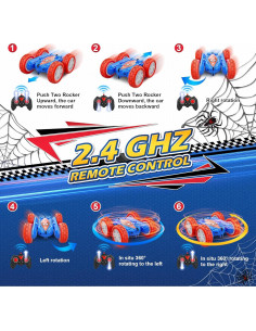 Coche de Control Remoto CANKETEC Araña 4WD Acrobacias LED 2