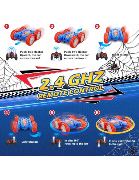 Coche de Control Remoto CANKETEC Araña 4WD Acrobacias LED