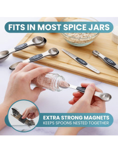 Juego de Cucharas Medidoras Magnéticas Zulay - 8 Piezas Acero Inoxidable 2