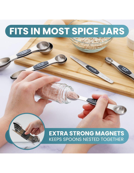 Juego de Cucharas Medidoras Magnéticas Zulay - 8 Piezas Acero Inoxidable