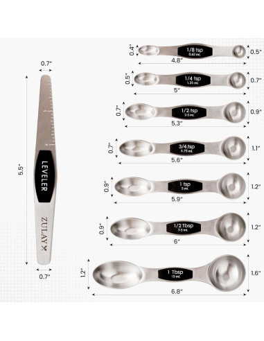 Juego de Cucharas Medidoras Magnéticas Zulay - 8 Piezas Acero Inoxidable