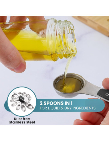 Juego de Cucharas Medidoras Magnéticas Zulay - 8 Piezas Acero Inoxidable