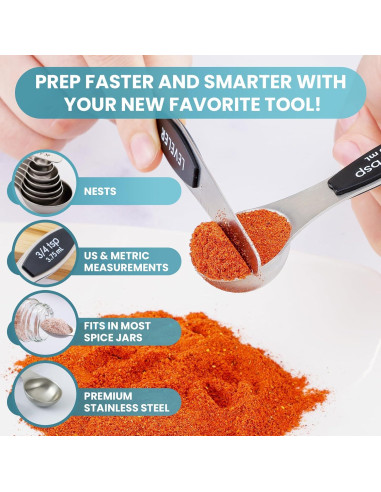 Juego de Cucharas Medidoras Magnéticas Zulay - 8 Piezas Acero Inoxidable