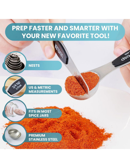 Juego de Cucharas Medidoras Magnéticas Zulay - 8 Piezas Acero Inoxidable