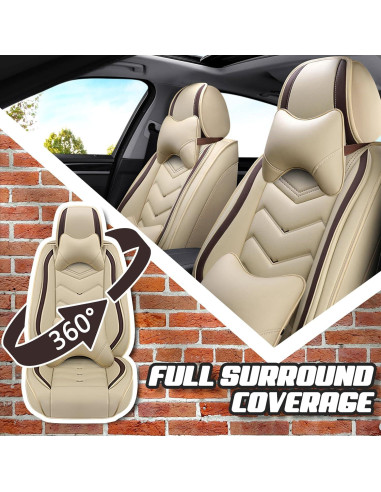 Cubiertas de Asiento de Coche ADERN para Toyota Corolla 2000-2025, Lujo 2 Asientos Beige