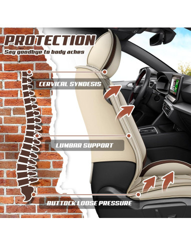 Cubiertas de Asiento de Coche ADERN para Toyota Corolla 2000-2025, Lujo 2 Asientos Beige