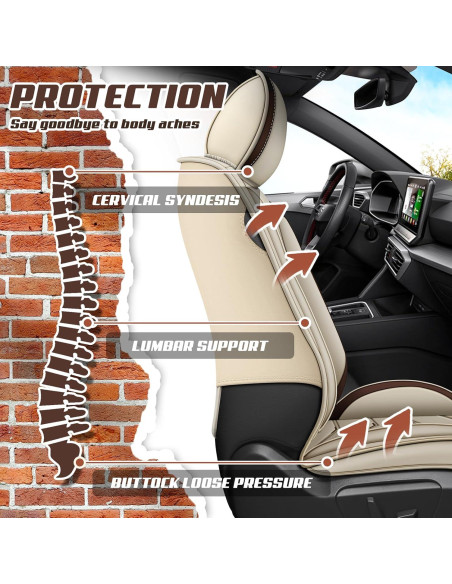 Cubiertas de Asiento de Coche ADERN para Toyota Corolla 2000-2025, Lujo 2 Asientos Beige
