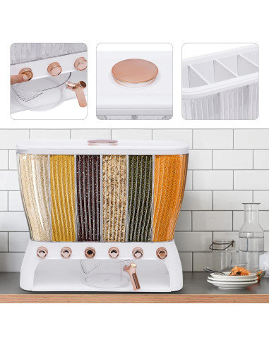 Dispensador de Granos 6 Compartimentos 10kg Shawtuuy