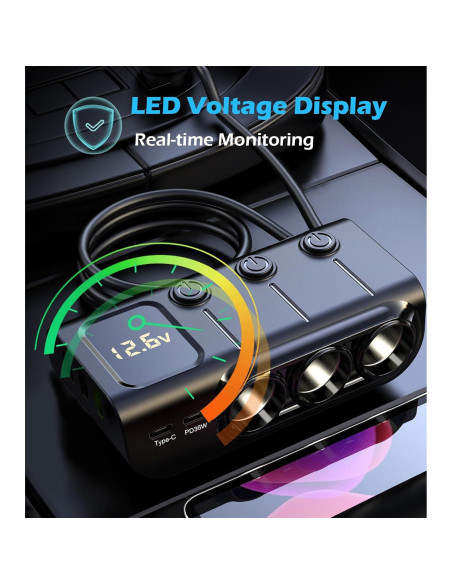 Divisor de Encendedor de Cigarrillos 8 en 1 LIHAN 120W USB