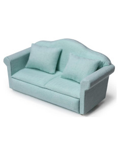 Sofá Doble Miniatura Cutemini Verde con Cojines 13.5x6.4x7.5cm