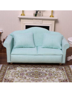 Sofá Doble Miniatura Cutemini Verde con Cojines 13.5x6.4x7.5cm 2