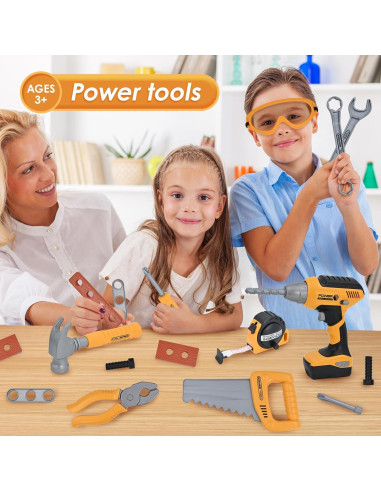 Juego de herramientas para niños HYRENEE con taladro eléctrico