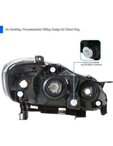 Faros de Lente Clara Spec-D Tuning para Toyota Corolla 2003-2008