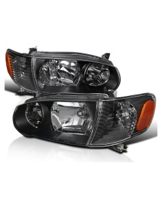 Faros de Carrocería Negra Spec-D para Toyota Corolla 2001-2002