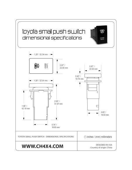 Interruptor de Presión CH4X4 para Toyota 12V 3A LED Ámbar