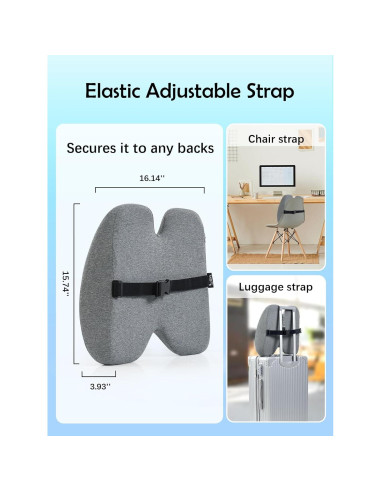 Almohada de Soporte Lumbar Cozary Espuma de Memoria Ajustable