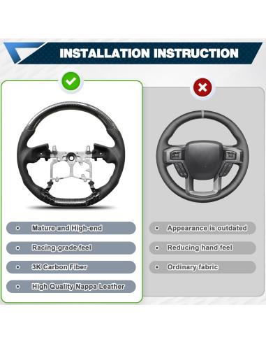 Volante de Fibra de Carbono POFENZE para Toyota 4Runner 2014-2024