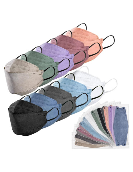 100 Mascarillas KF94 Adultos 4 Capas Diseño 3D Ajustable