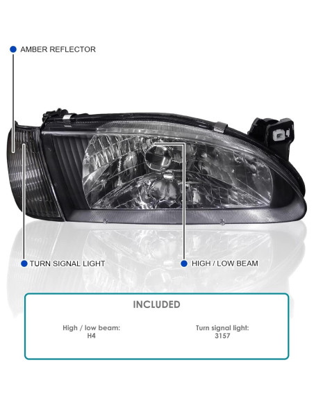 Faros de Alojamiento Negro Spec-D Tuning para Toyota Corolla 1998-2000