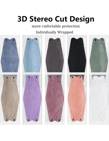 100 Mascarillas KF94 Adultos 4 Capas Diseño 3D Ajustable