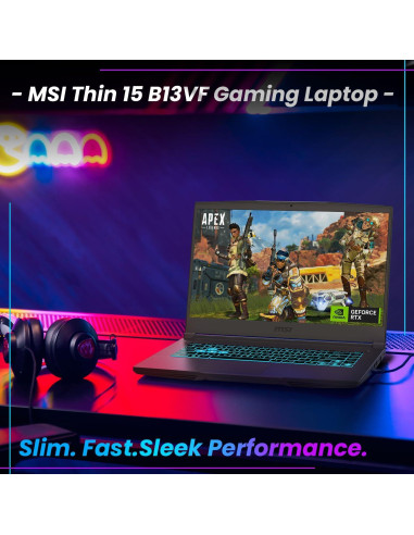 MSI Portátil de Juegos B13VF 15.6" FHD 144Hz, Intel i5, 16GB RAM, 1TB SSD