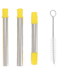 Pajitas Reutilizables Oumefar de Acero Inoxidable y Silicona 3 Pcs 2