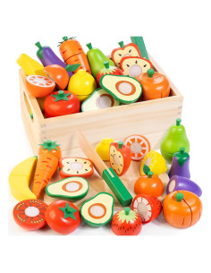 Set de Comida de Juguete de Madera WOODMAM Frutas y Verduras