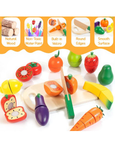Set de Comida de Juguete de Madera WOODMAM Frutas y Verduras 2
