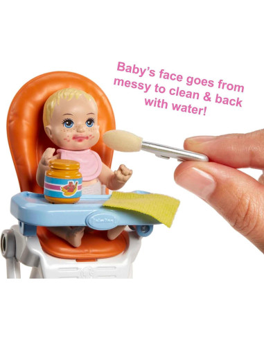 Set de Muñecas Barbie Skipper Babysitters Inc. con Silla Alta y Cuna
