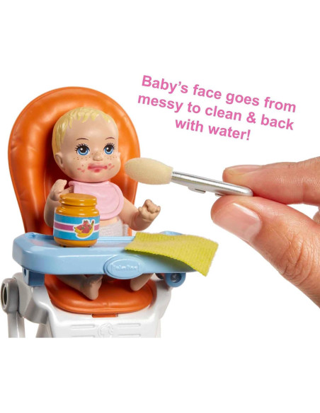 Set de Muñecas Barbie Skipper Babysitters Inc. con Silla Alta y Cuna