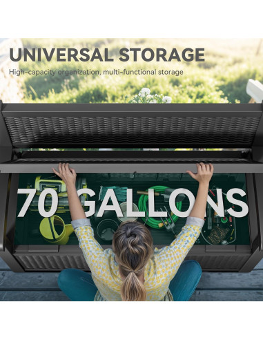 Banco de Almacenamiento YITAHOME 70 Galones Negro Impermeable