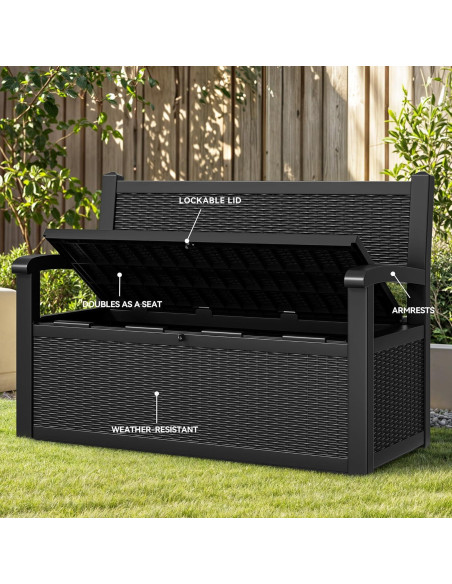 Banco de Almacenamiento YITAHOME 70 Galones Negro Impermeable