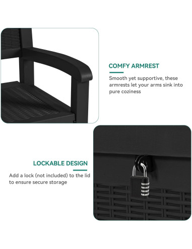 Banco de Almacenamiento YITAHOME 70 Galones Negro Impermeable