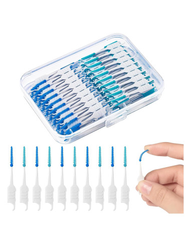 250 Palillos de Hilo Dental Lanjue Azul y Verde con Estuche