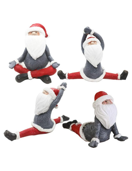 Juego de 4 Estatuas de Gnomos de Yoga Navideños KiaoTime
