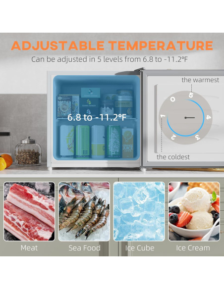 Congelador Vertical Compacto HOMCOM 1.1 Pies Cúbicos Gris