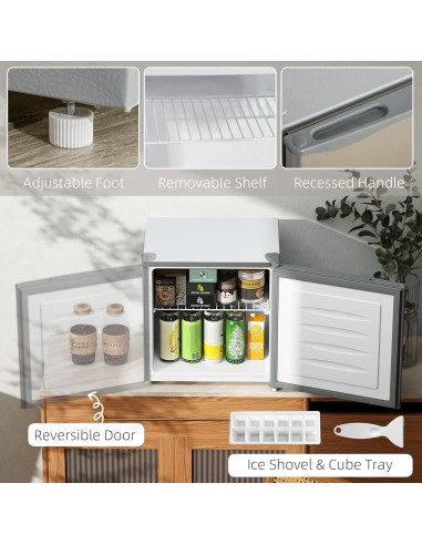 Congelador Vertical Compacto HOMCOM 1.1 Pies Cúbicos Gris