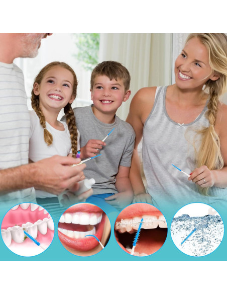 250 Palillos de Hilo Dental Lanjue Azul y Verde con Estuche