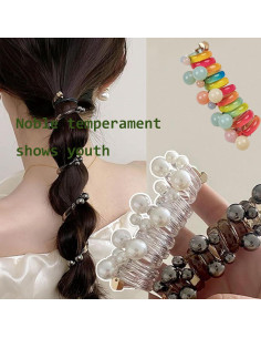 Tiras de cabello espirales elásticas con perlas 3/5 unidades 2