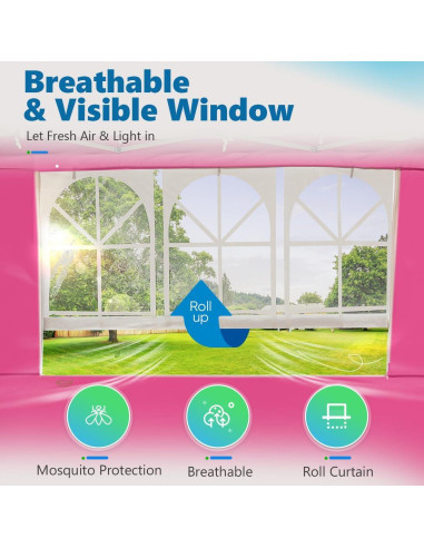 Carpa Pérgola Quictent 3.05m x 3.05m Rosa Impermeable