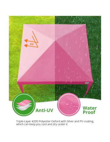 Carpa Pérgola Quictent 3.05m x 3.05m Rosa Impermeable