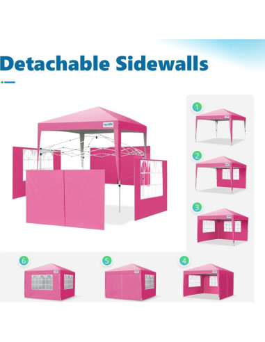 Carpa Pérgola Quictent 3.05m x 3.05m Rosa Impermeable