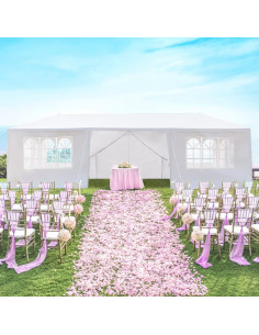 Carpa de Fiesta Gainvieyee 10x30m Blanca Impermeable con 8 Paredes 2