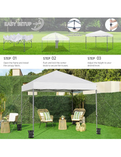 Carpa Plegable 10x10 Yaheetech Blanca con Protección UV 2