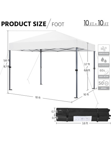Carpa Plegable 10x10 Yaheetech Blanca con Protección UV