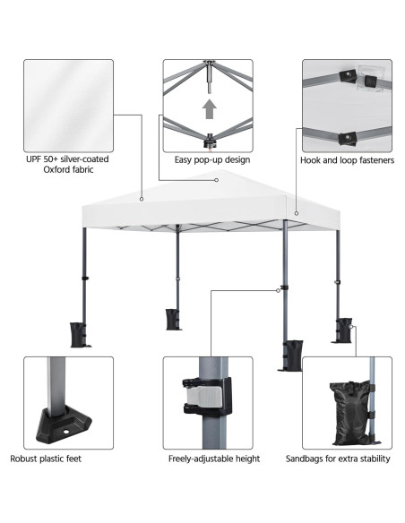 Carpa Plegable 10x10 Yaheetech Blanca con Protección UV