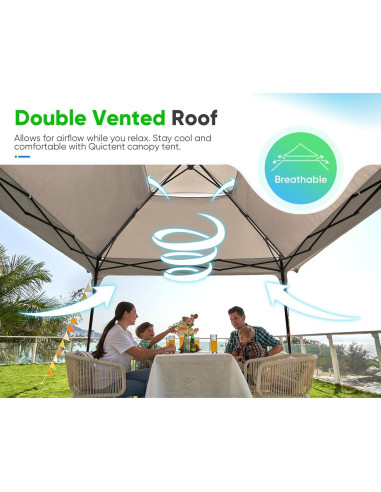 Carpa Gazebo Plegable Quictent 12x12 Gris - Sombra Extra