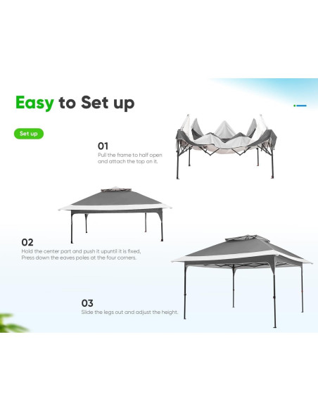Carpa Gazebo Plegable Quictent 12x12 Gris - Sombra Extra