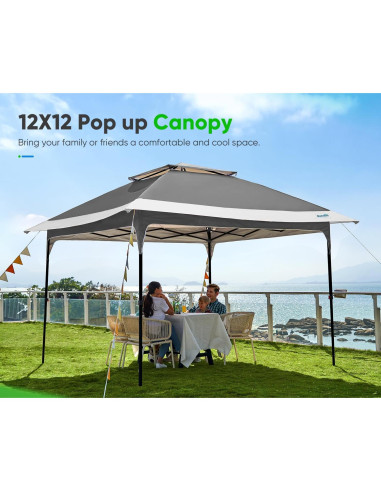 Carpa Gazebo Plegable Quictent 12x12 Gris - Sombra Extra